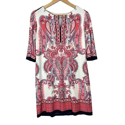 Dress Barn Camryn Dress 10P Slinky Stretch Floral Paisley Vacation Travel - Image 1 of 4