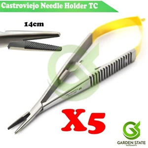X 5 T/C Castroviejo Needle Holder Tungsten Carbide Tip Surgical Dental Suture - Picture 1 of 4