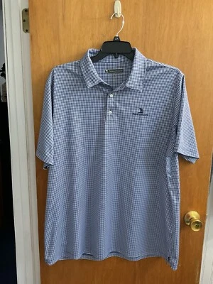 pebble beach men's dry luxe performance Golf Polo Blue And White Check Sz XXL - Image 1 of 4