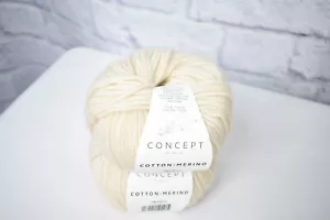 2- Concept by Katia Cotton-Merino Yarn / Skeins 115yds (Color #101 /97739) - NEW - Picture 1 of 4