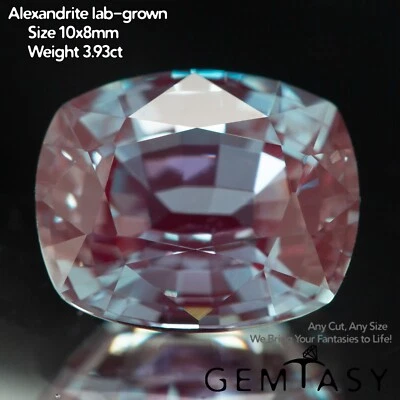 Piedra cortada -Alexandrita Czochralski Tirado Laboratorio Cultivado Faceta Cojín 10x8mm 3.7-4ct Foto 1 de 4