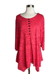 Top para mujer Yushi talla grande rosa floral texturizado artístico - Imagen 1 de 5