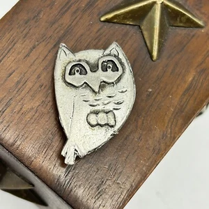 Vintage Metzke MCM Pewter Owl Brooch Pin Mid Century Modern Bird - Picture 1 of 2