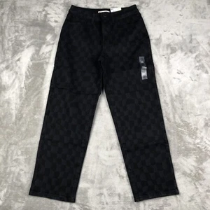 SO Jeans High-Rise Stretch Straight Womens Size 9 Black Checkers Pattern 29x27.5 - Picture 1 of 14