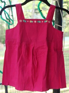 NEW 2007 Gymboree Candy Apple Pink Shirt sz 9 Pleated Tank Top Flower Rhinestone - Picture 1 of 9
