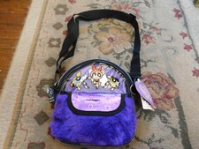 Vtg RARE So FUN Powerpuff Girls Furry Plush Purple Tote CD Player Crossbody Bag