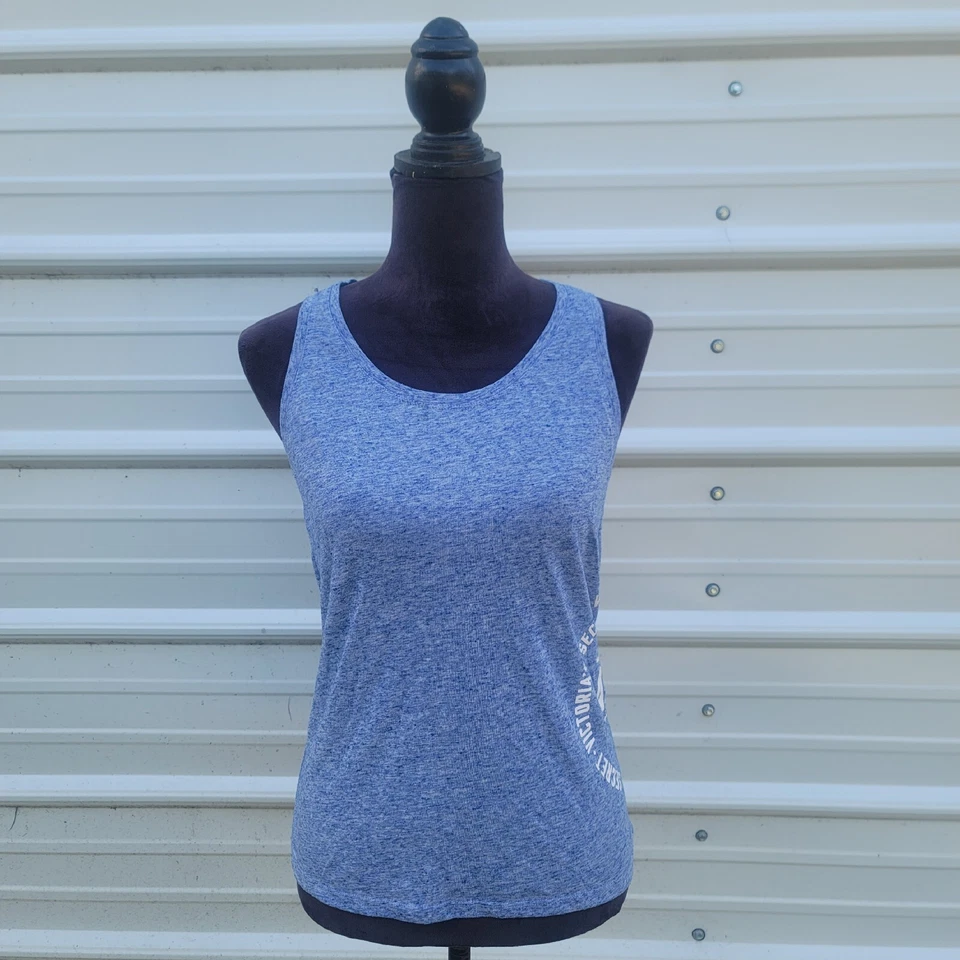 Regata feminina Victoria's Secret azul racerback linho anjo mistura poli P - Imagem 1 de 4