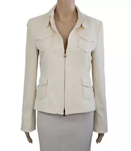 AKRIS PUNTO Ivory Wool Angora Full Zip Jacket 6 - Picture 1 of 8