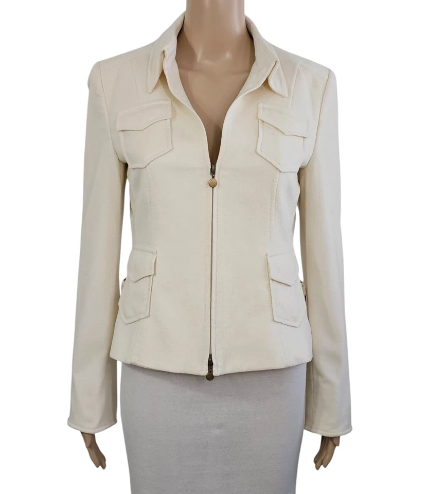 AKRIS PUNTO Ivory Wool Angora Full Zip Jacket 6 - Image 1 of 4