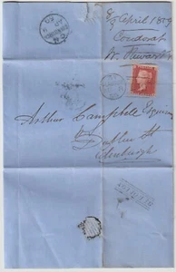 1859 GLASGOW =159= DUPLEX & St ROLLOX LOCAL NAMESTAMP LETTER WALTER STEWART - Picture 1 of 2