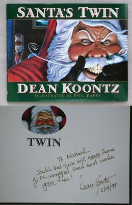 Signed 1st UK Ed SANTA'S TWIN Dean Koontz HC/DJ 1996 FUNNY INSCRIPTION CHRISTMAS - Image 1 of 4