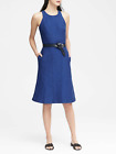 Banana Republic Italian Tweed Paneled Midi Dress,Dp Blue Size 14T 14 T #326296 E