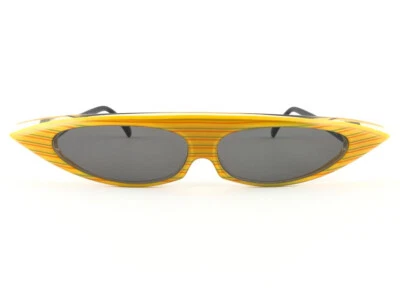 VINTAGE ALAIN MIKLI 0104637 YELLOW GRACE JONES SUNGLASSES HANDMADE FRANCE - Image 1 of 4