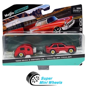 Maisto 1:64 1988 BMW M3 & Traveler Trailer Red - Picture 1 of 2