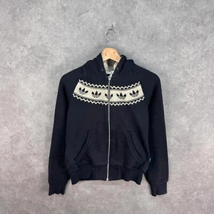 Adidas hoodie women's size xs black zip up trefoil logo - Picture 1 of 4