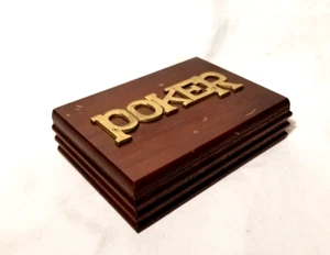 Porte-cartes à jouer double pont boîte étui bois laiton rangement cartes à jouer POKER - Photo 1/9