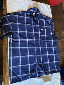 Mens Solo Brand Button Up Shirt blue whitePlaid 3xl Short Sleeve Super Stretch E - Picture 1 of 3