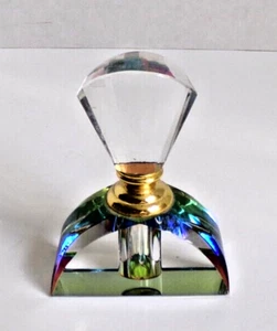 IRIDESCENT COLOR PRISM VERY REFLECTIVE CRYSTAL PERFUME BOTTLE 3.75" Hight - Picture 1 of 22