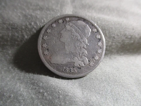 1835 capped bust quarter dollar in VF Cover