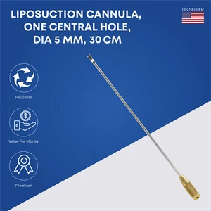 Cánulas de Liposucción 1 Agujero Central 5mmx30cm Transferencia de Grasa Grado Alemán - Imagen 1 de 2