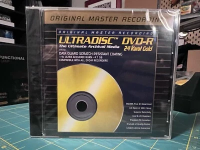 Mobile Fidelity Mofi Ultradisc DVD-R 24 Karat Gold Ultimate Archival Media Blank - Image 1 of 2