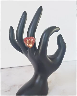 Блестящий сердце кольцо заявление кольцо коктейльное кольцо моды кольцо золото рождественский подарок - Изображение 1 из 4