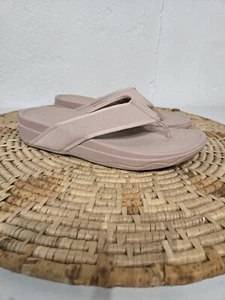 FitFlop Pale Pink Low Wedge Thong Flip Flop Sandals Womens 11 - Picture 1 of 7