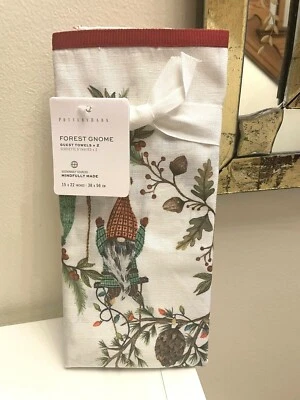 pottery barn Kitchen towel Holiday Winter Christmas Gnome Elf gift party SET 2 - Image 1 of 4