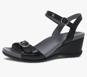 Dansko Arielle Wedge Sandals for Women. Black Leather Size 10 NEW - Picture 1 of 4