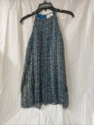 Vestido feminino EDIÇÕES RARAS azul-petróleo florido e dourado tamanho 10 - Imagem 1 de 4