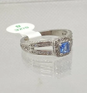 BP Bomb Party Lab Created Cute Blue Tanzanite White Topaz Size 8 Ring RBP2423 - Picture 1 of 2