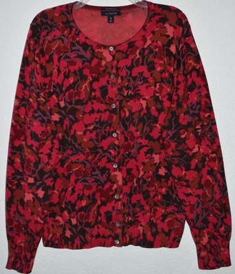 Cardigã Lands End Suéter XL Vermelho Supima Algodão Manga Longa Botão Frente Preppy - Imagem 1 de 4