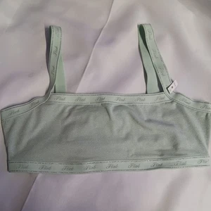 Victoria's Secret PINK Cotton Logo Straight-Neck Bralette ungefüttert Gr. M Schimmer - Bild 1 von 4