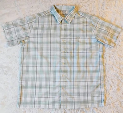 Haggar Cool 18 Tec Mens XL S/S Plaid B/U Shirt White  - Image 1 of 4