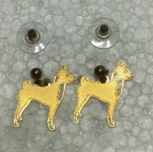 Basenji Dog Gold Tone Earrings Pierced Ear 1” New - Picture 1 of 3