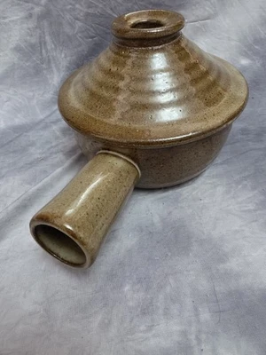 棕色斑点石器陶器洋葱汤碗通风盖空心手柄  — 第 1/4 张图片