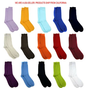 Men's Mid Calf Stylish Solid Socks Business Formal Occasions Many Colors NWT - Picture 1 of 15