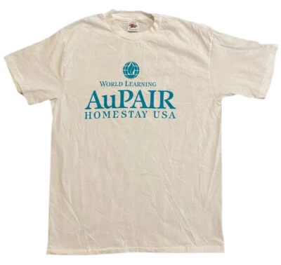 Vintage World Learning AuPair Homestay Graphic White T-Shirt Adult XL  - Image 1 of 4