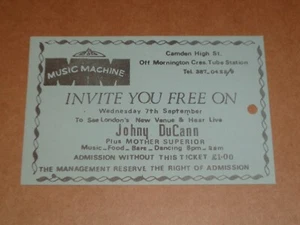 John DuCann (Atomic Rooster) 1977 Music Machine Concert Ticket(Mother Superior) - Imagen 1 de 1