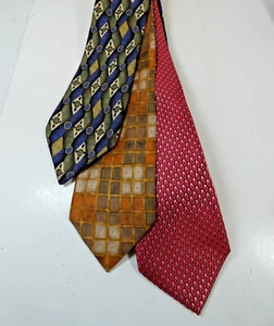 Lot of Three ERMENEGILDO ZEGNA Luxury Silk Ties Blue Gold Red Made ITALY Perfect - Picture 1 of 12