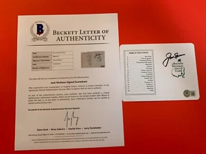 Jack Nicklaus Augusta Masters Champions Signed Auto Scorecard Beckett BAS LOA - Imagen 1 de 4
