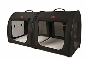 One for Pets Portable 2-in-1 Double Pet Kennel/Shelter, Fabric, Black 20x20x39