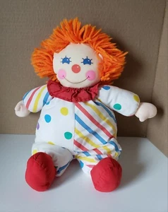 Vintage 1989 Prestige Toy Clown Plush White Polka Dot Stripes Doll Lovey - Picture 1 of 10