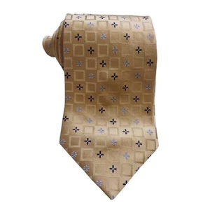 IZOD 100 % Seide Foulard Jacquard Krawatte hellbraun silber schwarz bunt neu - Bild 1 von 8