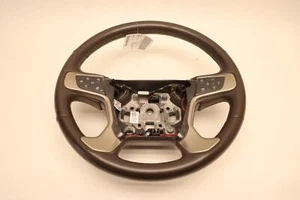 2015-2019 GMC SIERRA 2500 DRIVER STEERING WHEEL MULTIFUNCTION LEATHER COCOA OEM - Picture 1 of 11