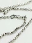 10K White Gold Round Rolo Link Necklace Pendant Chain 16 23Mm