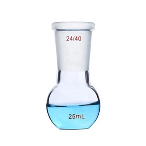 25ml 24/40 Single Neck Flat Bottom Glass Flask One Neck Lab Boliling Bottle - Picture 1 of 1