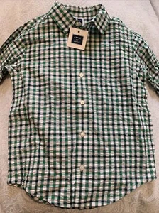 NEW Janie & Jack Boys Green White Blue Plaid Button Up Shirt 6 NWT $36US - Bild 1 von 8