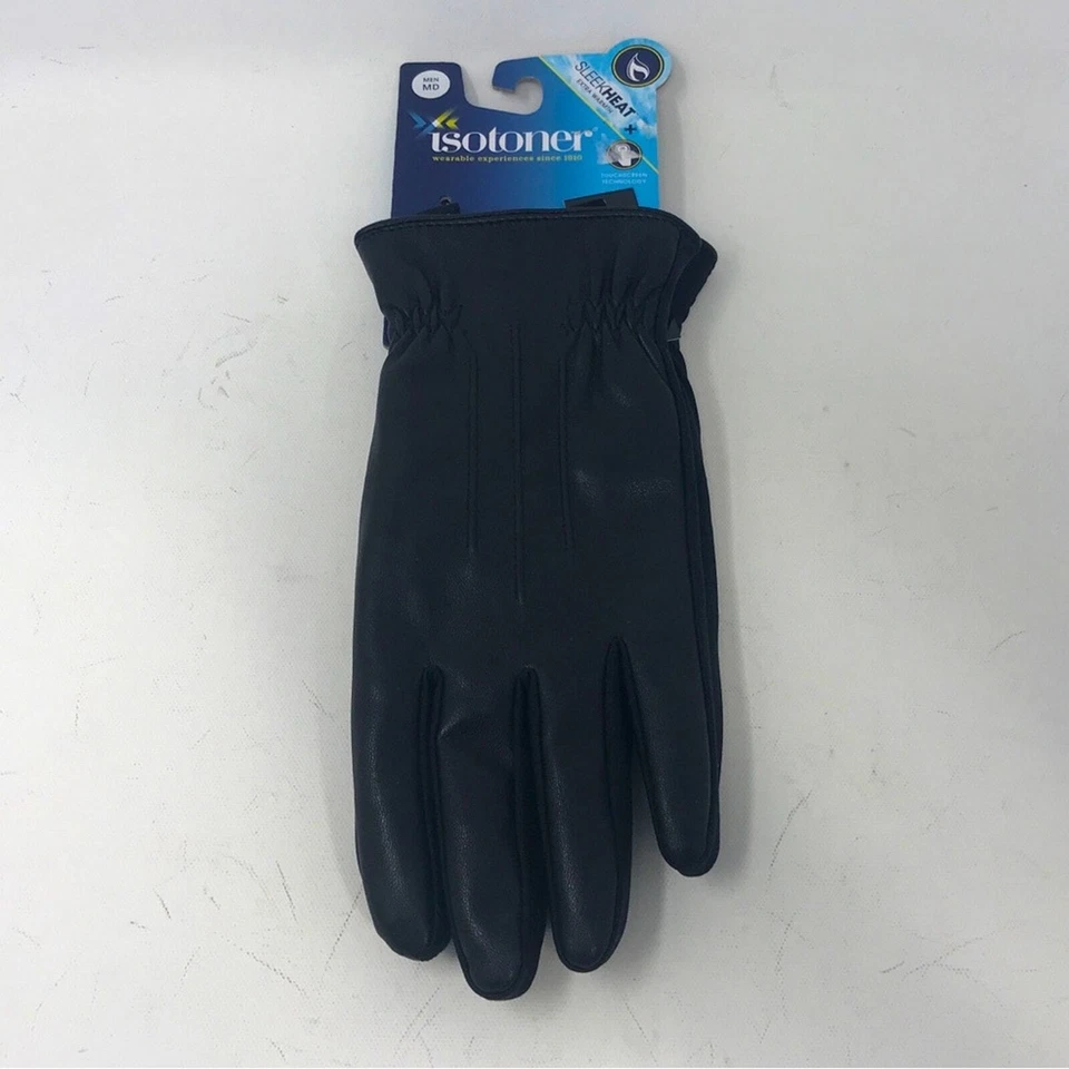 Guantes de imitación de cuero aislados Isotoner, talla MD - negros para hombre Foto 1 de 4