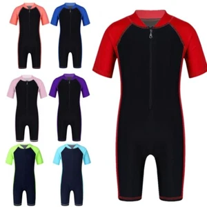Unisex Kids Rompers Sportswear Bodysuit Shorty Jumpsuit Girls Stand Collar Boys - Picture 1 of 48
